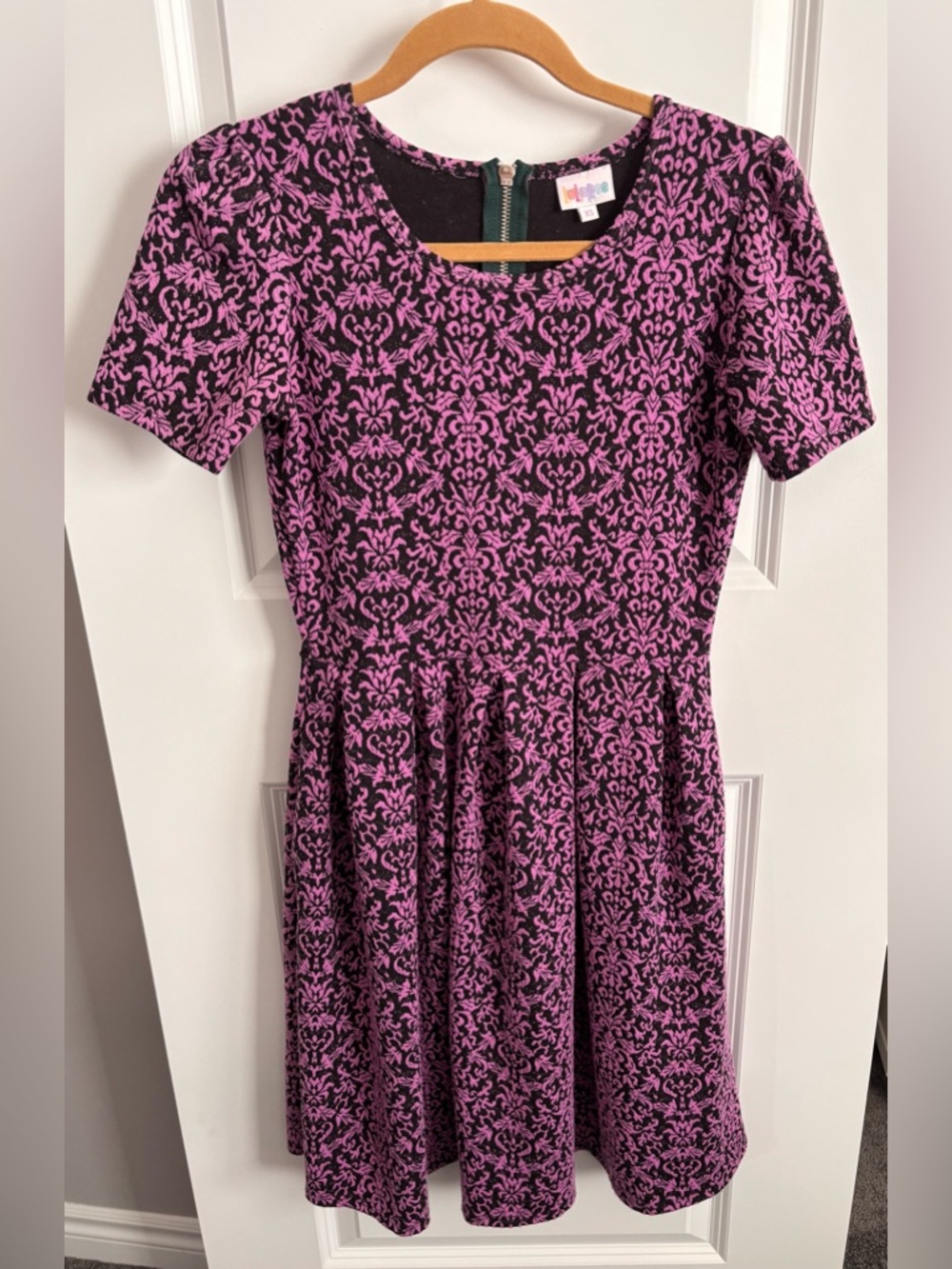 LuLaRoe Purple and Black Short Sleeve Midi Dress
